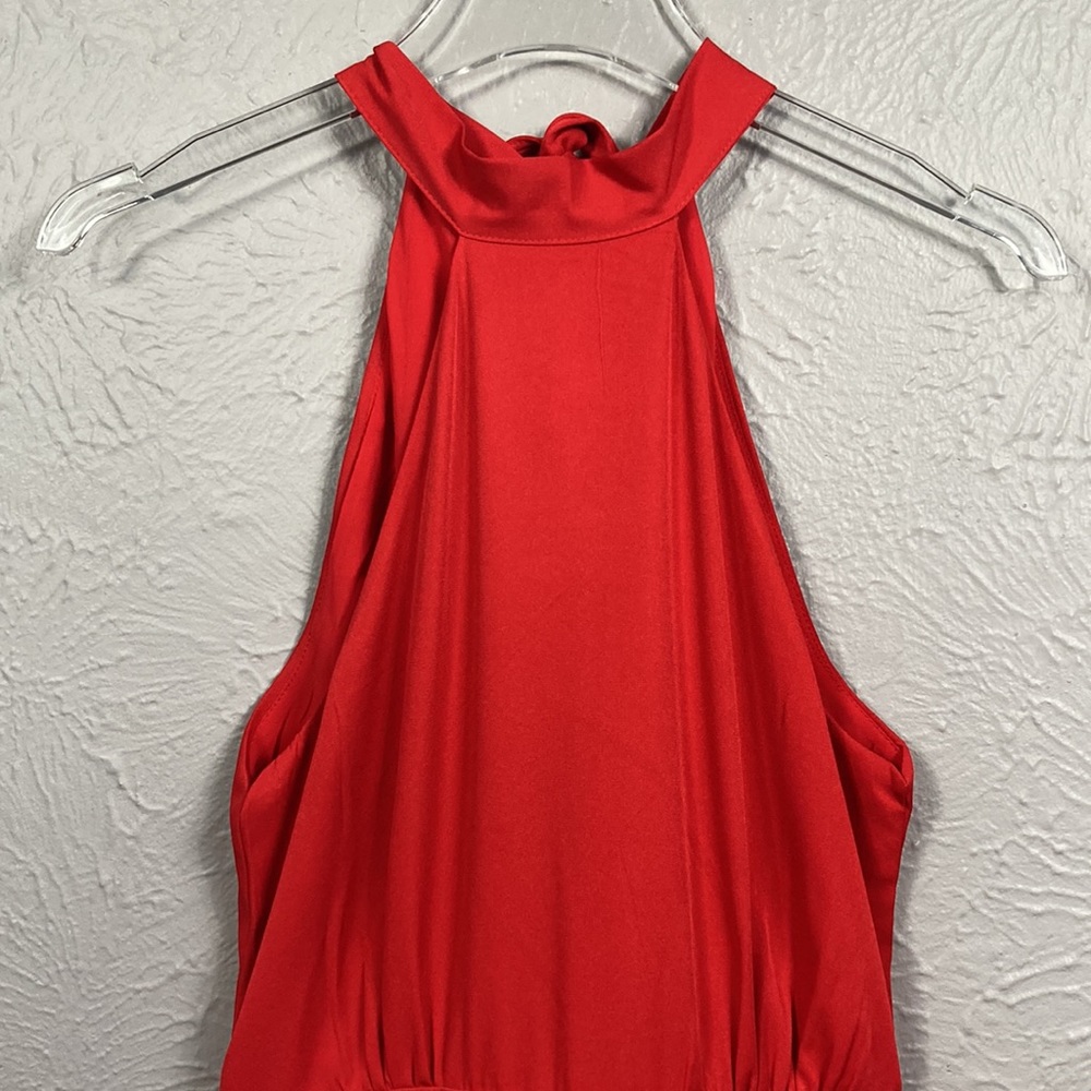 Fashion Nova Red Angelic Halter Wide Leg Pants Jumpsuit Women's Size XS - Picture 4 of 13